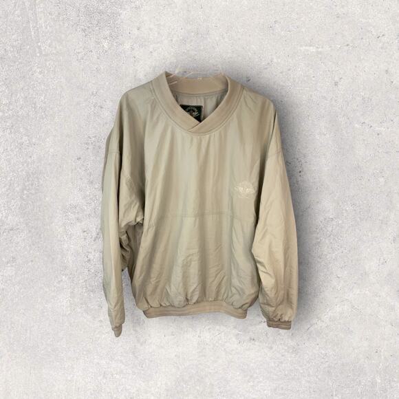 Dockers Men’s Beige Pullover Windbreaker Sweater Size L V-Neck Lightweight Golf - Picture 2 of 11